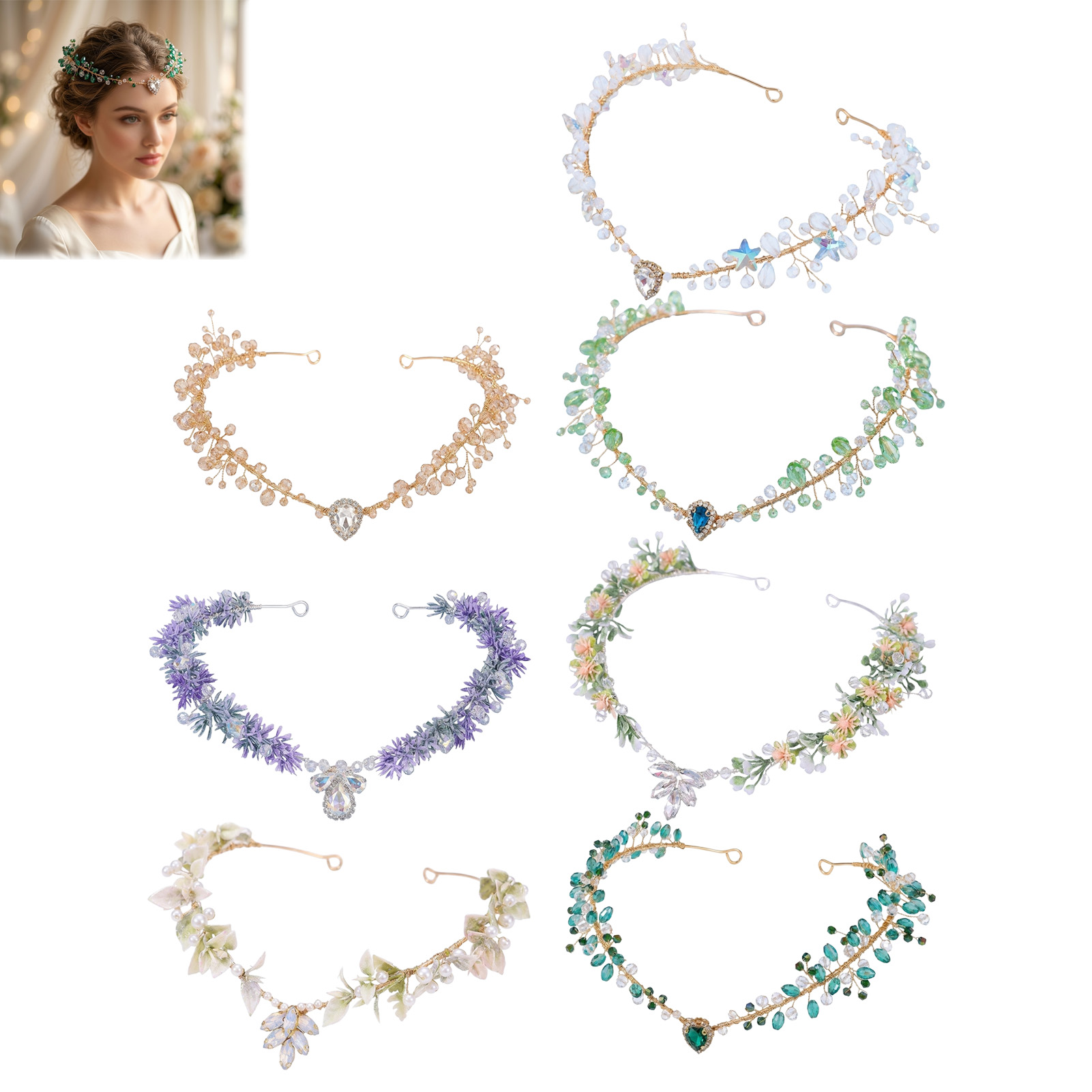Women Accessories For Wedding - Bruidshaarband Driehoekig kristallen hoofddeksel Voorhoofddecoratie Legering
