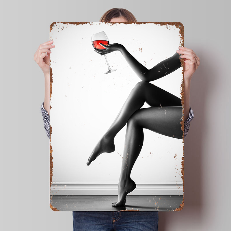 Women Accessories Poster - Elegante vrouw met wijnglas blikken poster