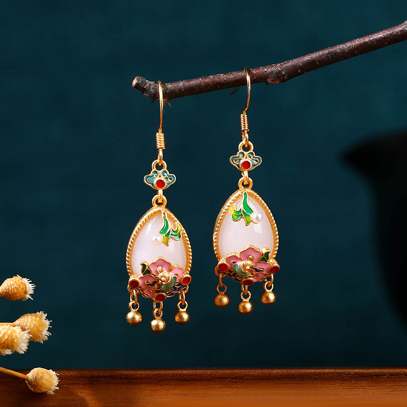 Women'S Accessories Jewelry - Natuurlijke Jade Bloem Oorbellen Charme Amulet