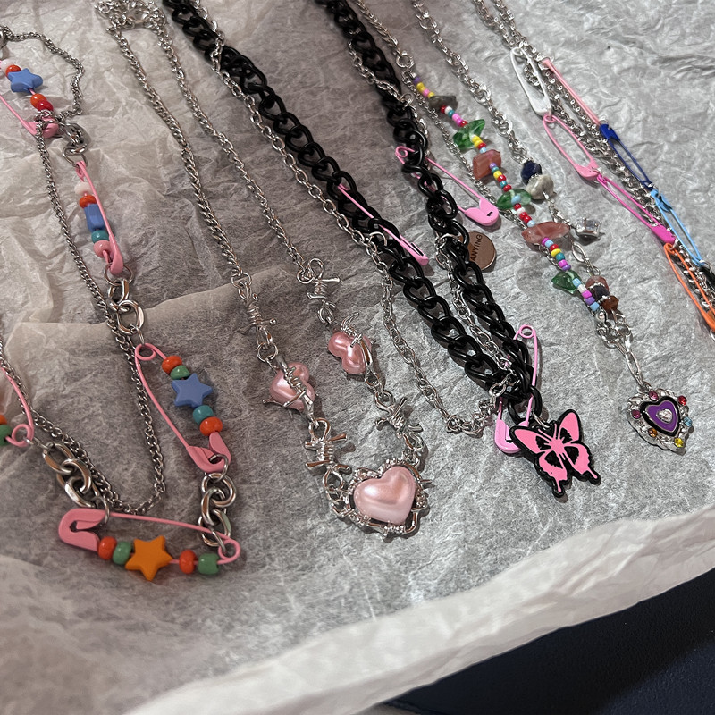 Women'S Emo Accessories - Vintage Y 2K Roze Pin Kraal