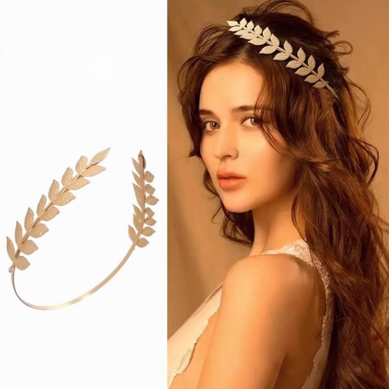 Women Accessories For Wedding - 【B】Retro gouden bladhaarband, hoofdtooi, kroon, tiara,
