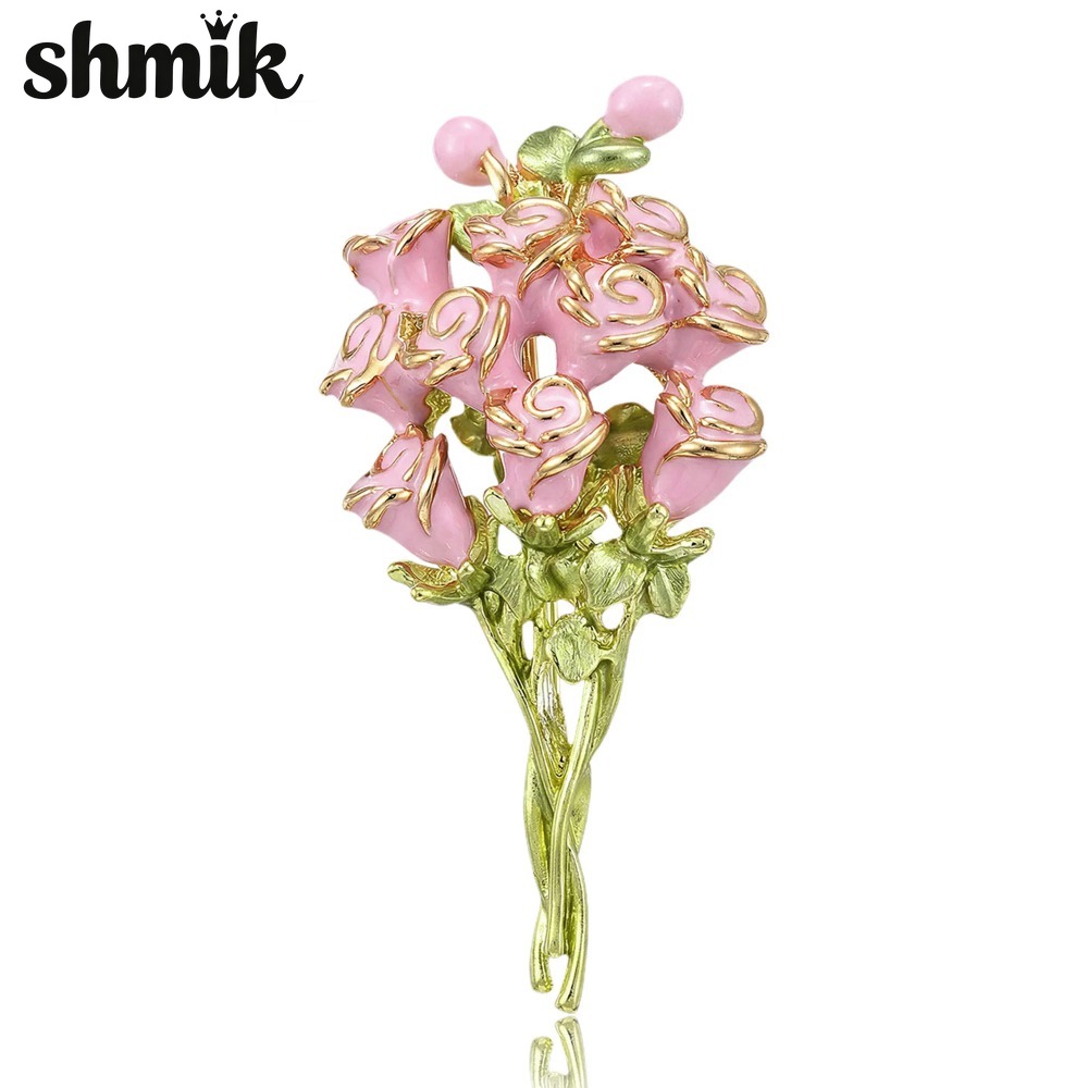 Roze Emaille Roos Boeket Broch - Women Accessories Bouquet recensie en prijs