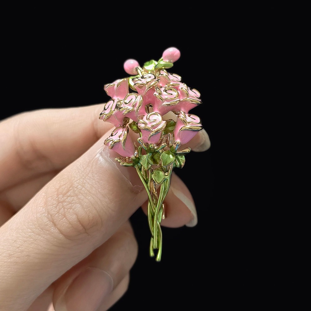 Roze Emaille Roos Boeket Broch - Women Accessories Bouquet recensie en prijs