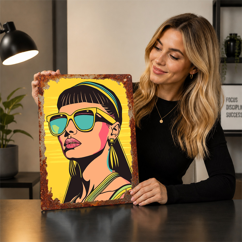 Retro vrouw met zonnebril 3D t - Women Accessories Poster recensie en prijs