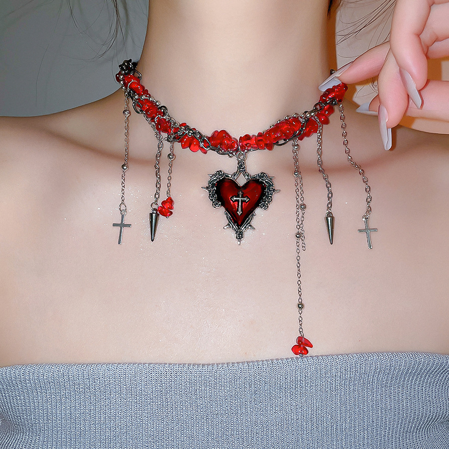 Goth Vintage Y2K Donkerrood Ha - Women'S Emo Accessories recensie en prijs